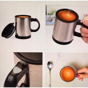 Self-Stirring Stainless Steel Mug With Lid By Protocol - 12 Oz - Battery Operate